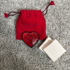 YSL IN LOVE AGAIN Red Heart-Shaped POWDER COMPACT with Velvet Pouch +Refills